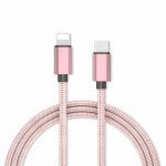 Wholesale 3FT USB-C / Type-C to Lighting Cable Braided Charging Syncing Cord Work with iPhone Connect MacBook and USB-C Adapter (Rose Gold)